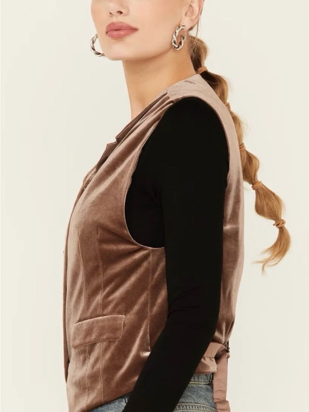 NWT Tasha Polizzi Blush-Taupe Satin-Look Larkin Vest size L